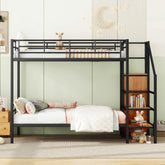 Bellemave® Metal Bunk Bed with Lateral Storage Ladder and Wardrobe - Bellemave
